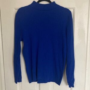 Karen Scott Cobalt Blue ribbed mock neck sweater